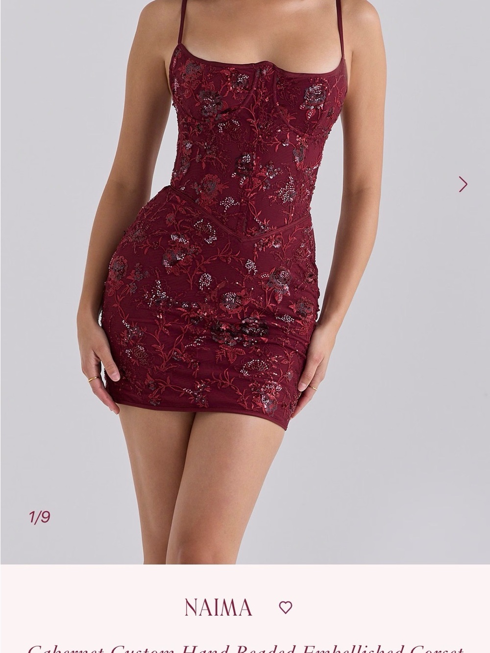 House of CB Wine Burgundy Embellished Mini Dress (New and unworn)